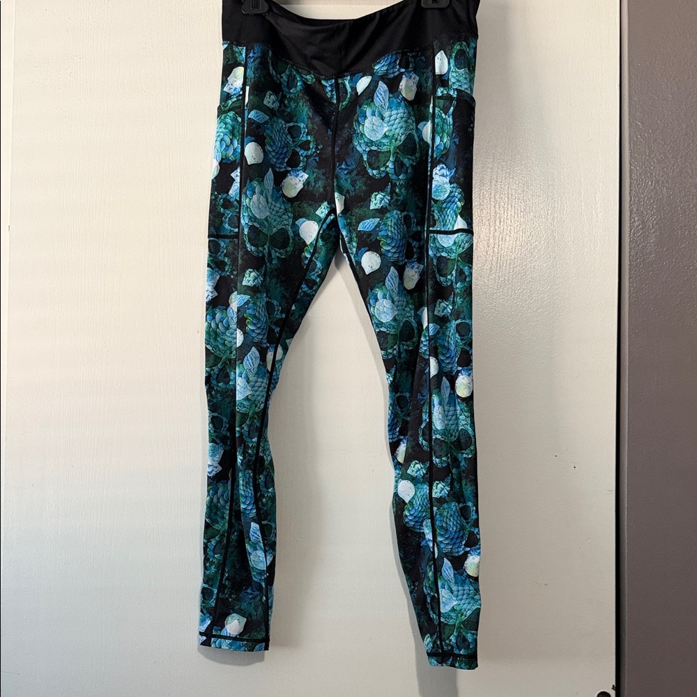 Constantly Varied Gear Blue and Green Leaf Print Leggings